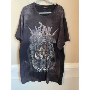 BALMAIN Black Oversized Destroyed Tiger T-Shirt NWT Fall 2017 Collection TU O/S